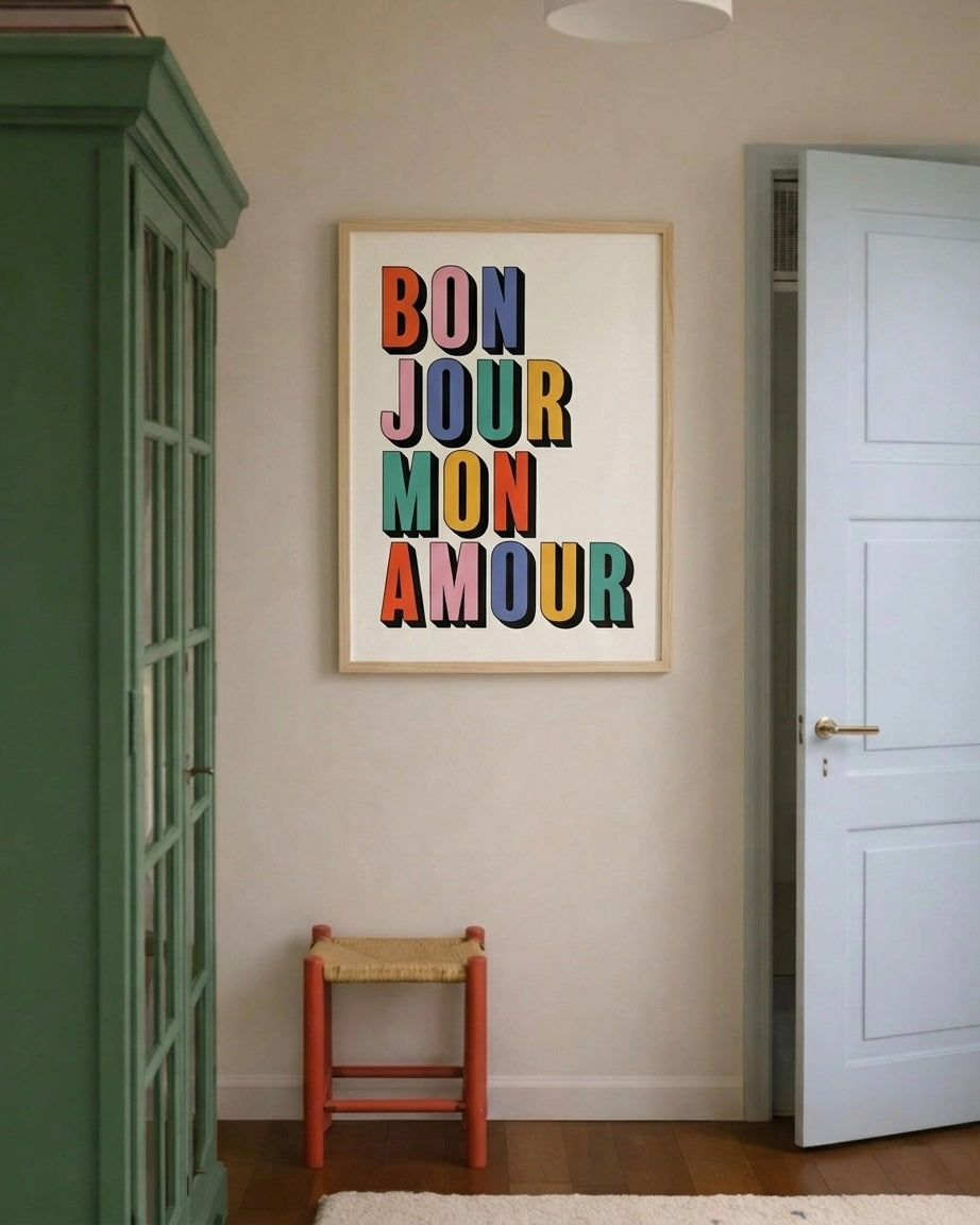 Bonjour Mon Amour Çerçeveli Poster
