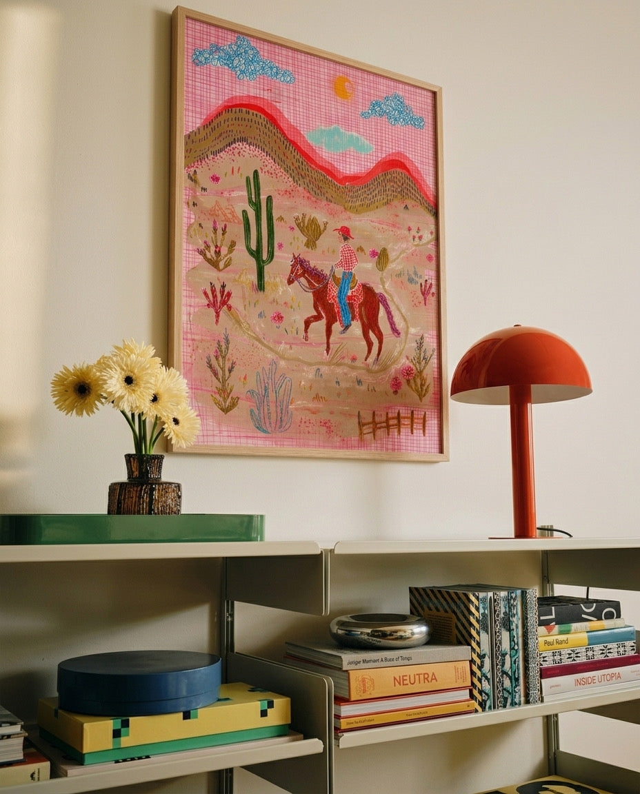 Pink Desert Wanderer Çerçeveli Poster