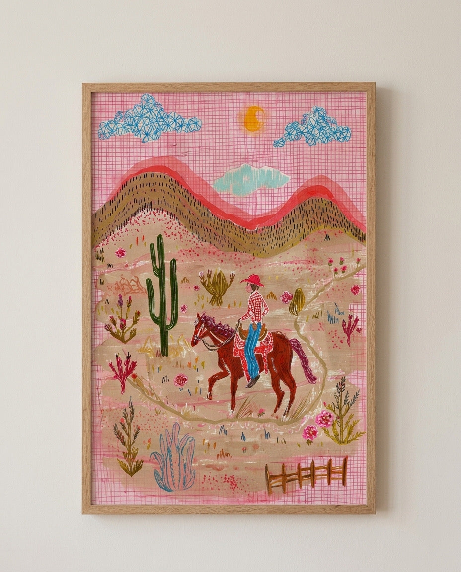 Pink Desert Wanderer Çerçeveli Poster