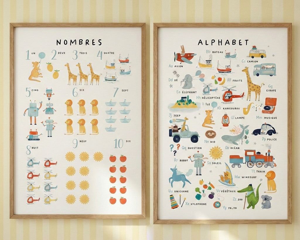 Edition Française Abc & 123 Çerçeveli Poster Seti