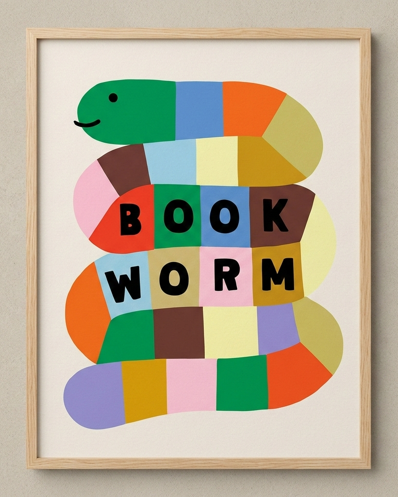 Book Worm Çerçeveli Poster