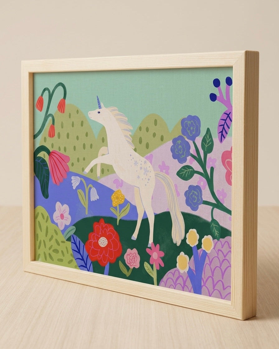 Unicorn In Bloom Çerçeveli Poster