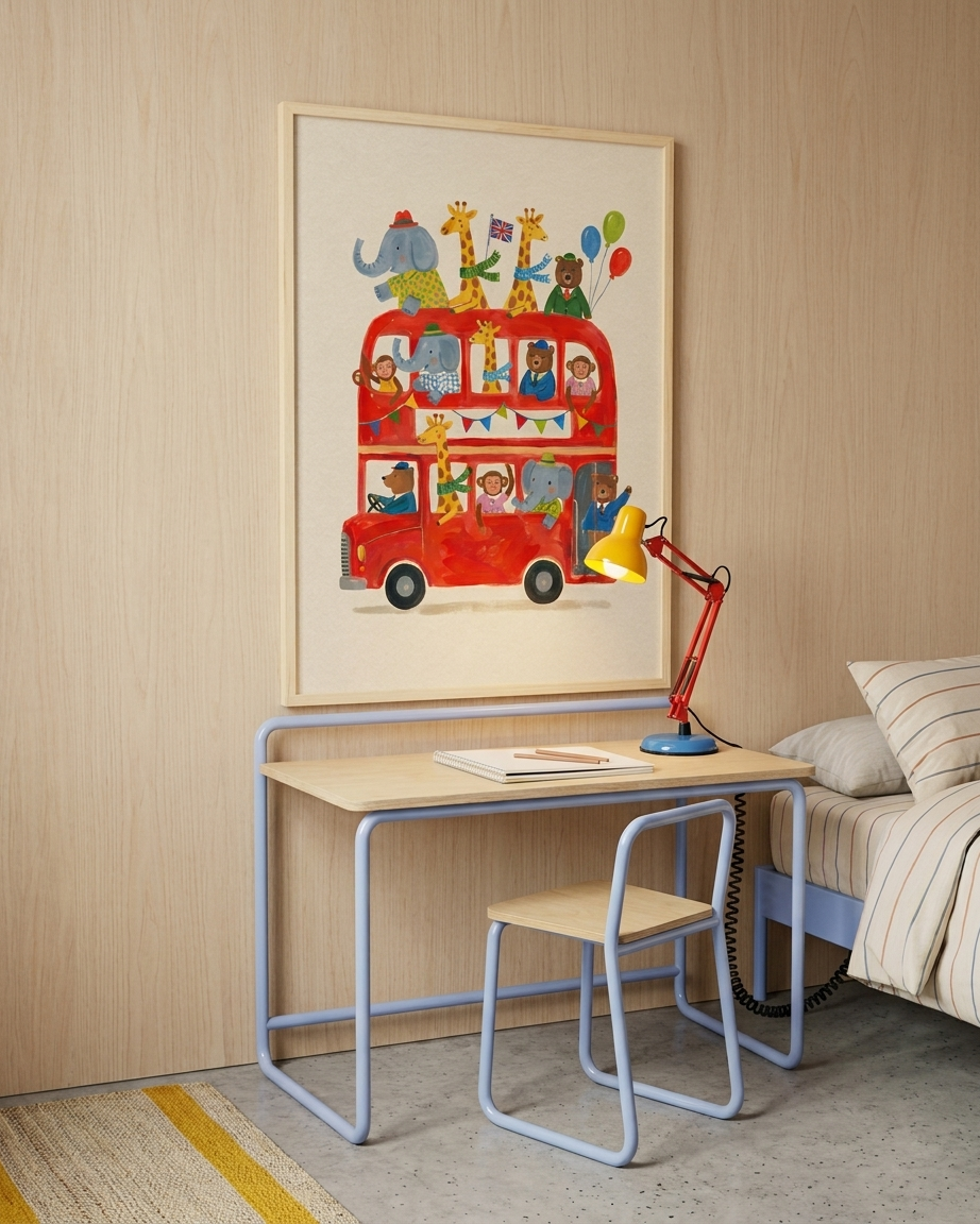 Double-Decker Zoo Çerçeveli Poster