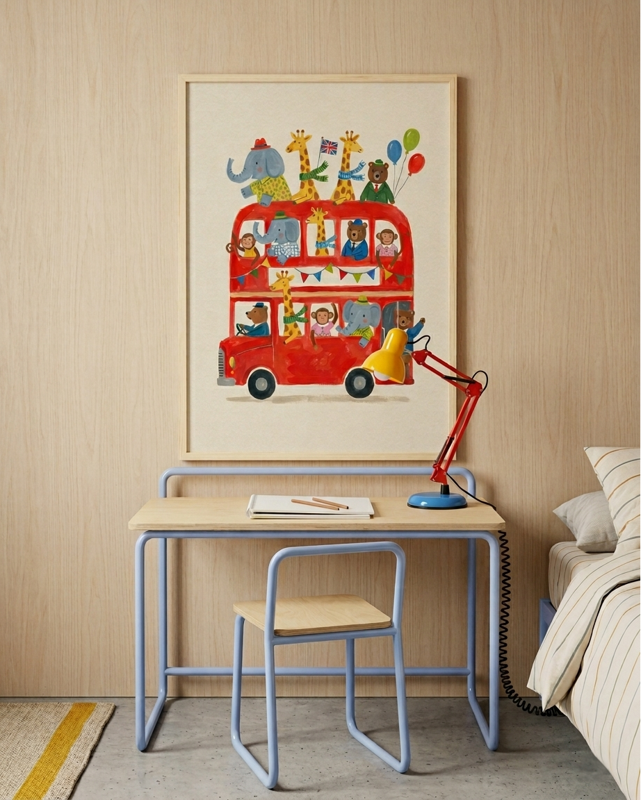 Double-Decker Zoo Çerçeveli Poster