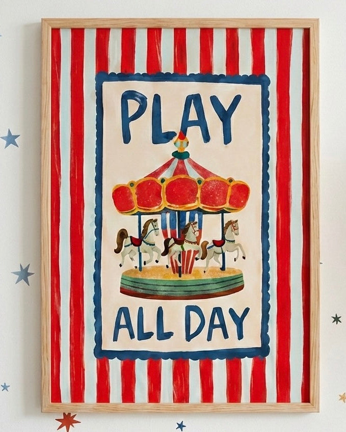Play All Day Çerçeveli Poster