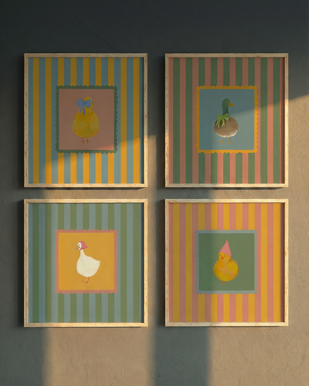 Stripes & Feathers Çerçeveli Poster Seti